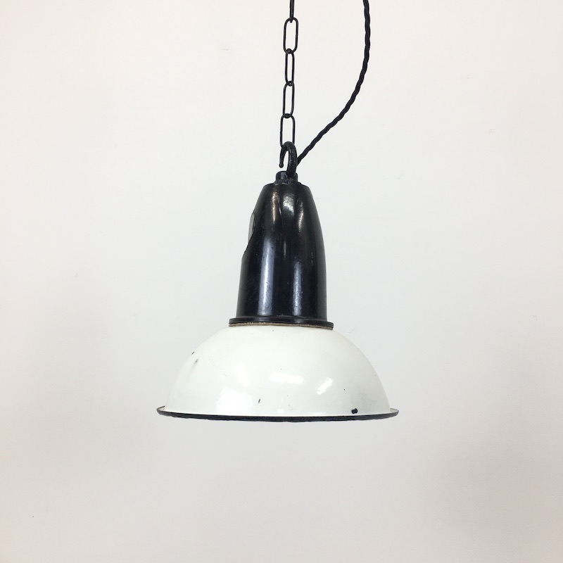Mini White Enamel Pendant Light