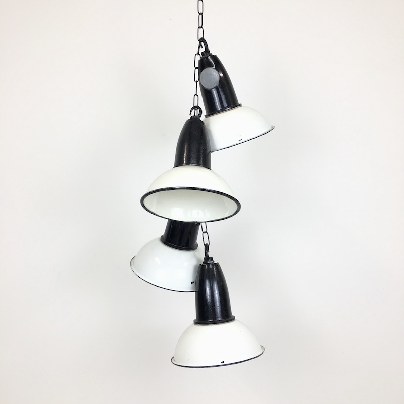 Mini White Enamel Pendant Light