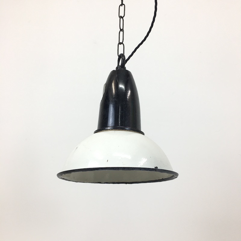 Mini White Enamel Pendant Light