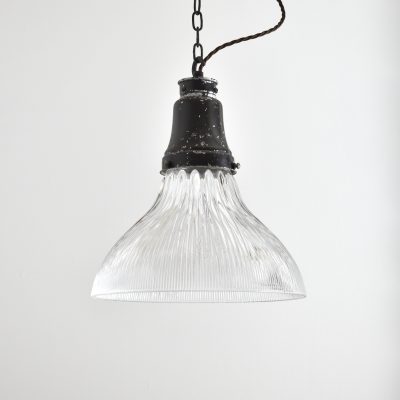 Antique Reclaimed Holophane Glass Pendant Light – K