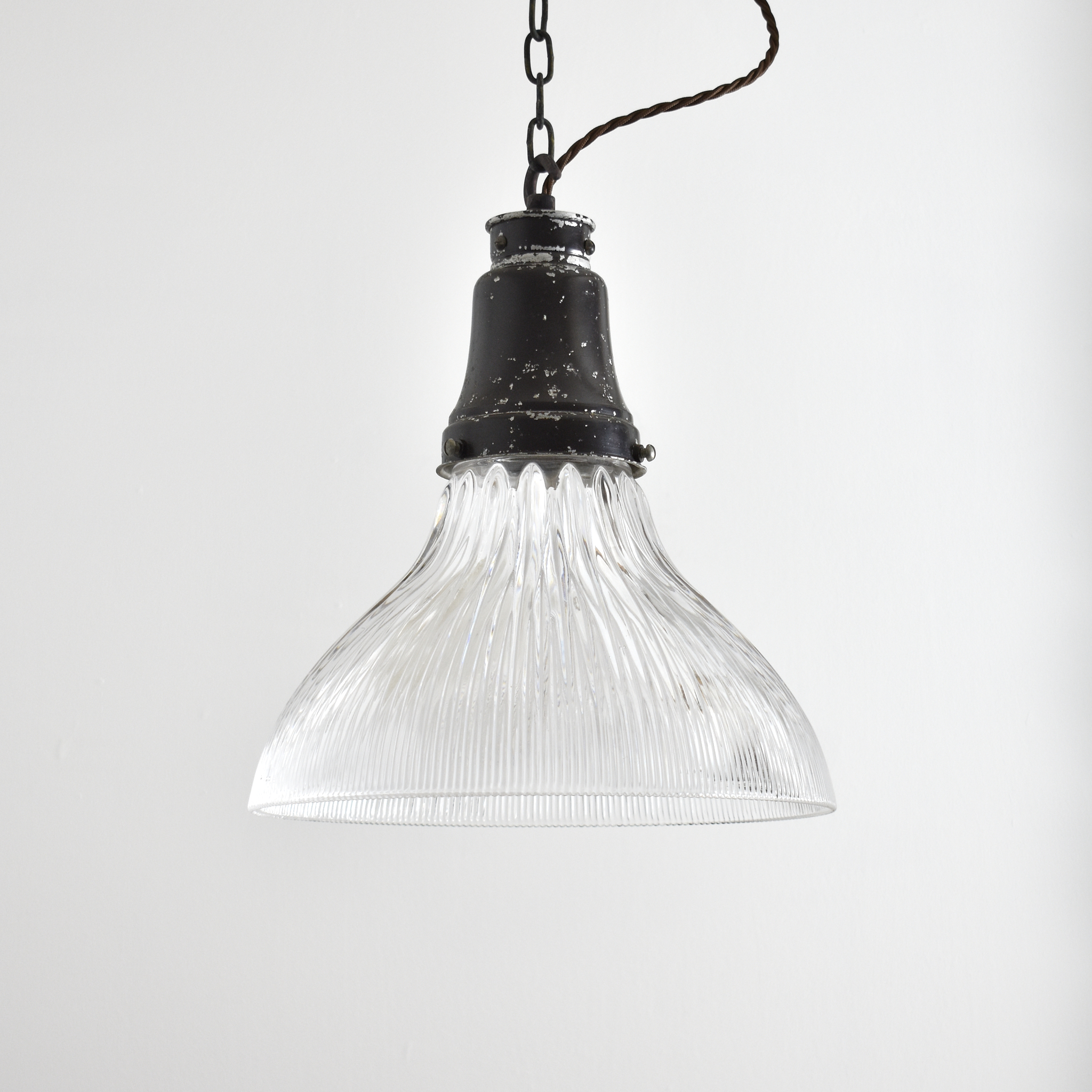 Antique Reclaimed Holophane Glass Pendant Light – K