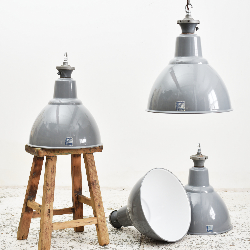 16" Grey Industrial Pendant Benjamin Light