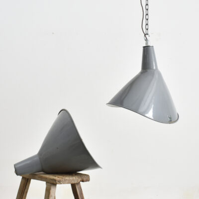 Grey Elliptical Benjamin Industrial Pendant Light - B