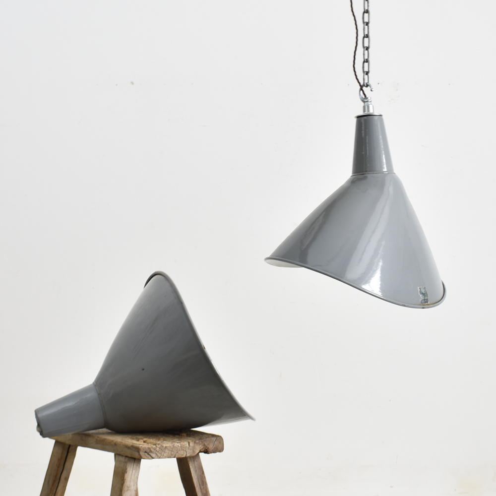 Grey Elliptical Benjamin Industrial Pendant Light - B