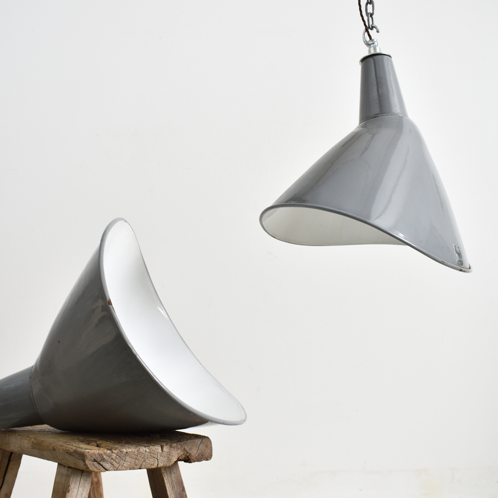Grey Elliptical Benjamin Industrial Pendant Light - B