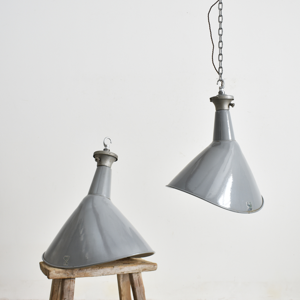 Grey Elliptical Benjamin Industrial Pendant Light - A