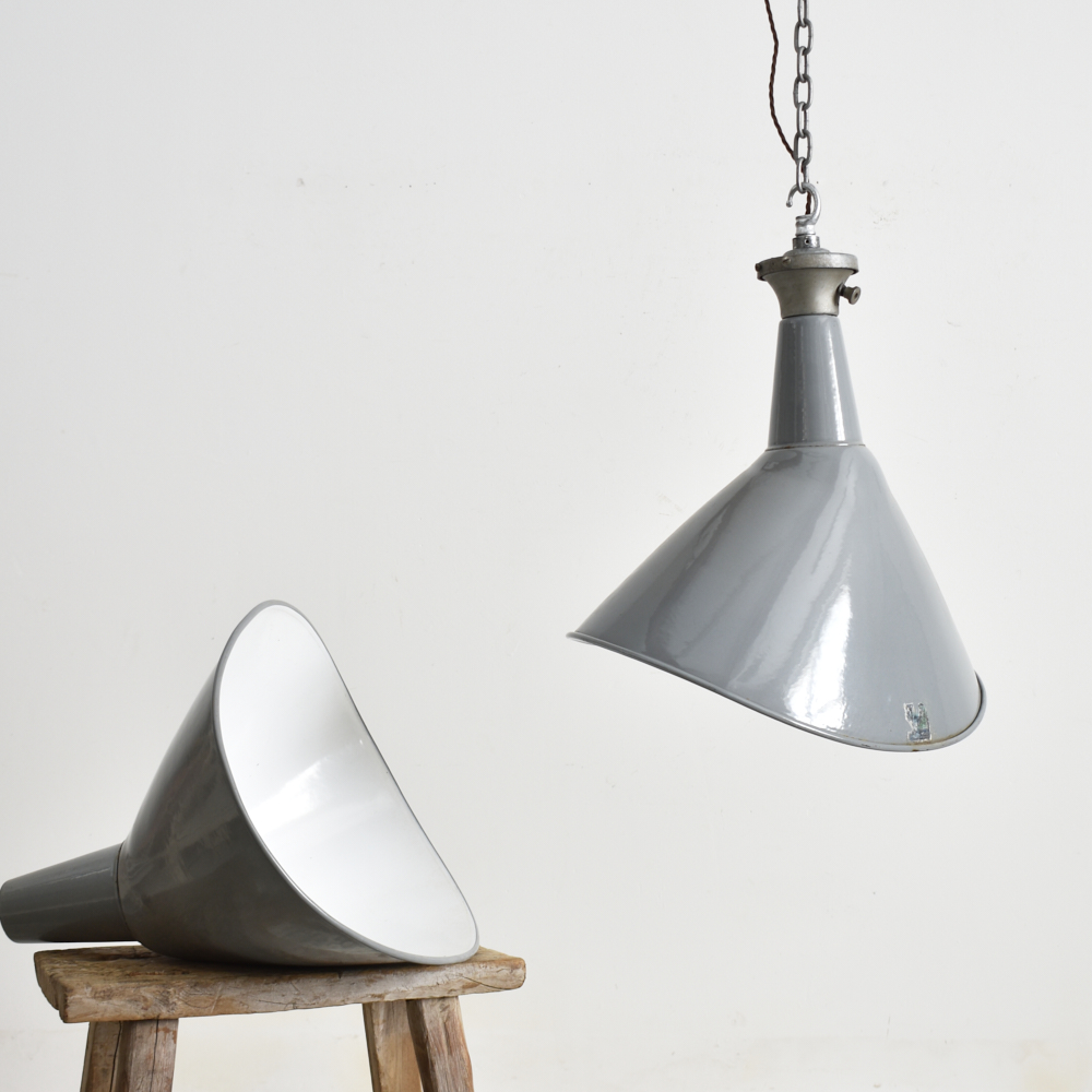 Grey Elliptical Benjamin Industrial Pendant Light - A