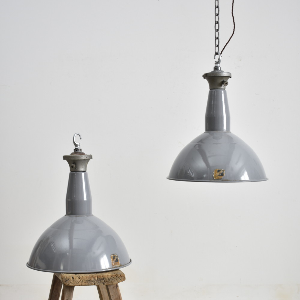 15" Grey Dome Benjamin Industrial Pendant Light