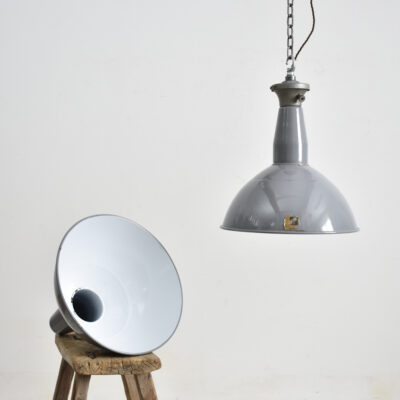 15" Grey Dome Benjamin Industrial Pendant Light