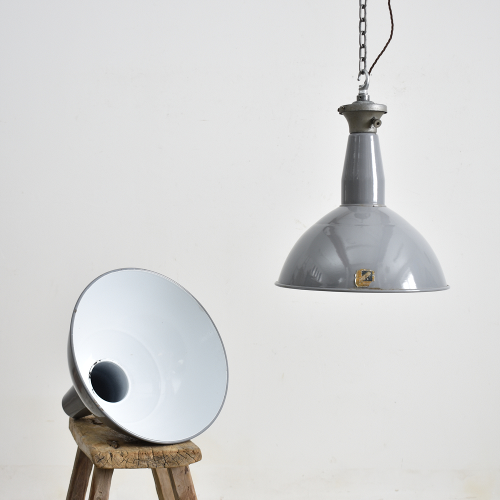 15" Grey Dome Benjamin Industrial Pendant Light
