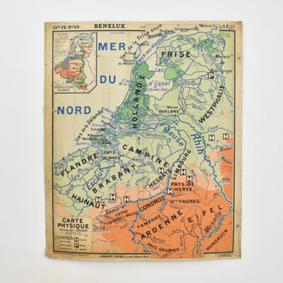 French Vintage Wall Map Hatier 59 - Belgium/Holland