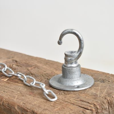 Large Antique Industrial Grey Factory Pendant Light By Benjamin -A