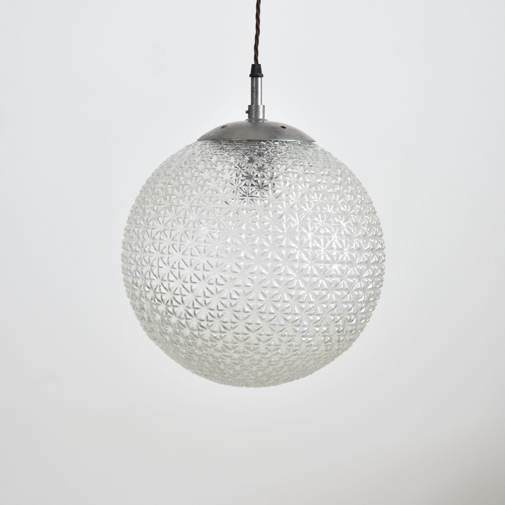 Large Antique Glass Pendant Globe Light - B