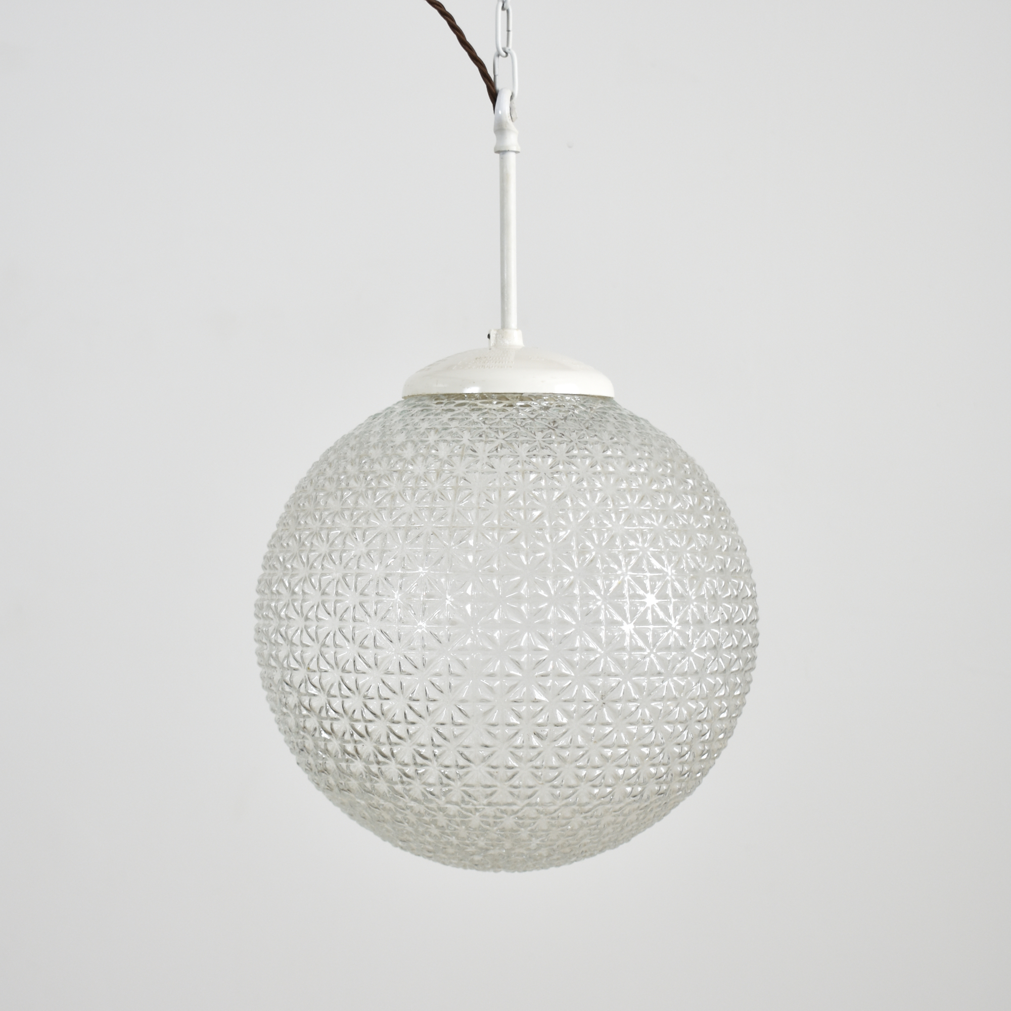 Large Antique Glass Pendant Globe Light - C
