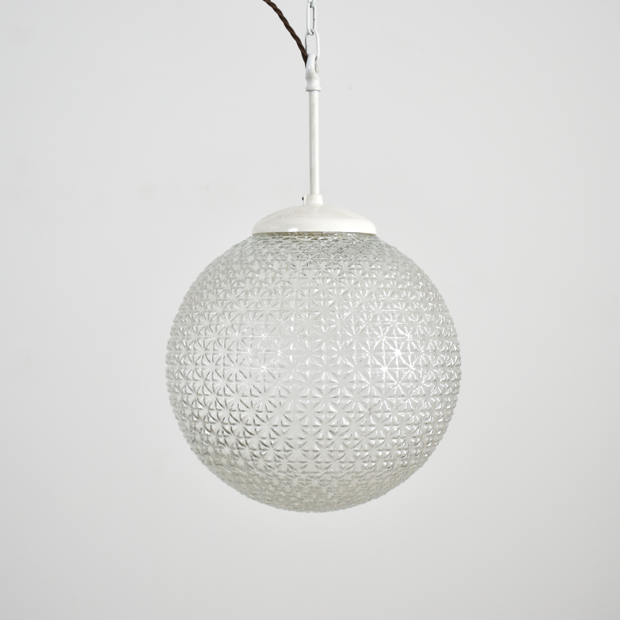 Large Antique Glass Pendant Globe Light - C
