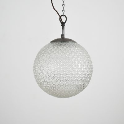 Large Antique Glass Pendant Globe Light - A