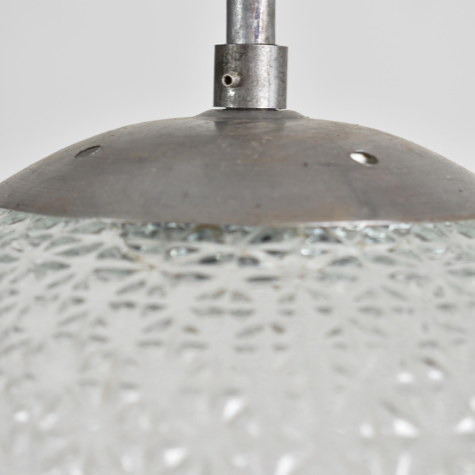 Large Antique Glass Pendant Globe Light - A