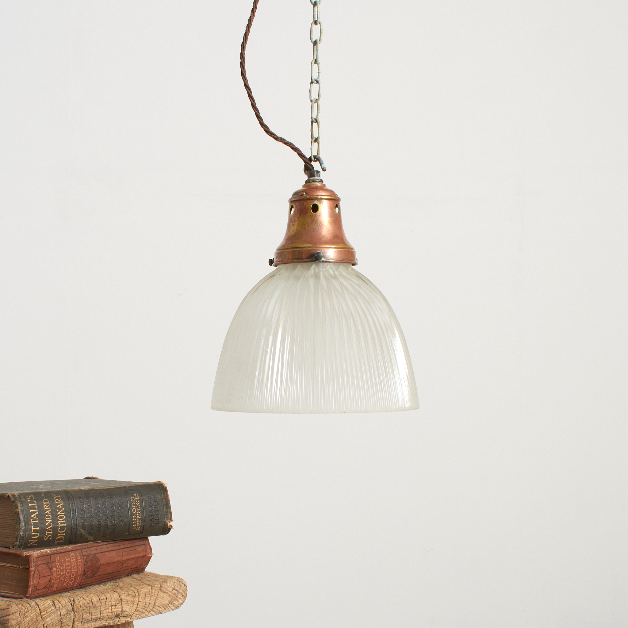 Antique Reclaimed Holophane Church Glass Pendant Light – AA
