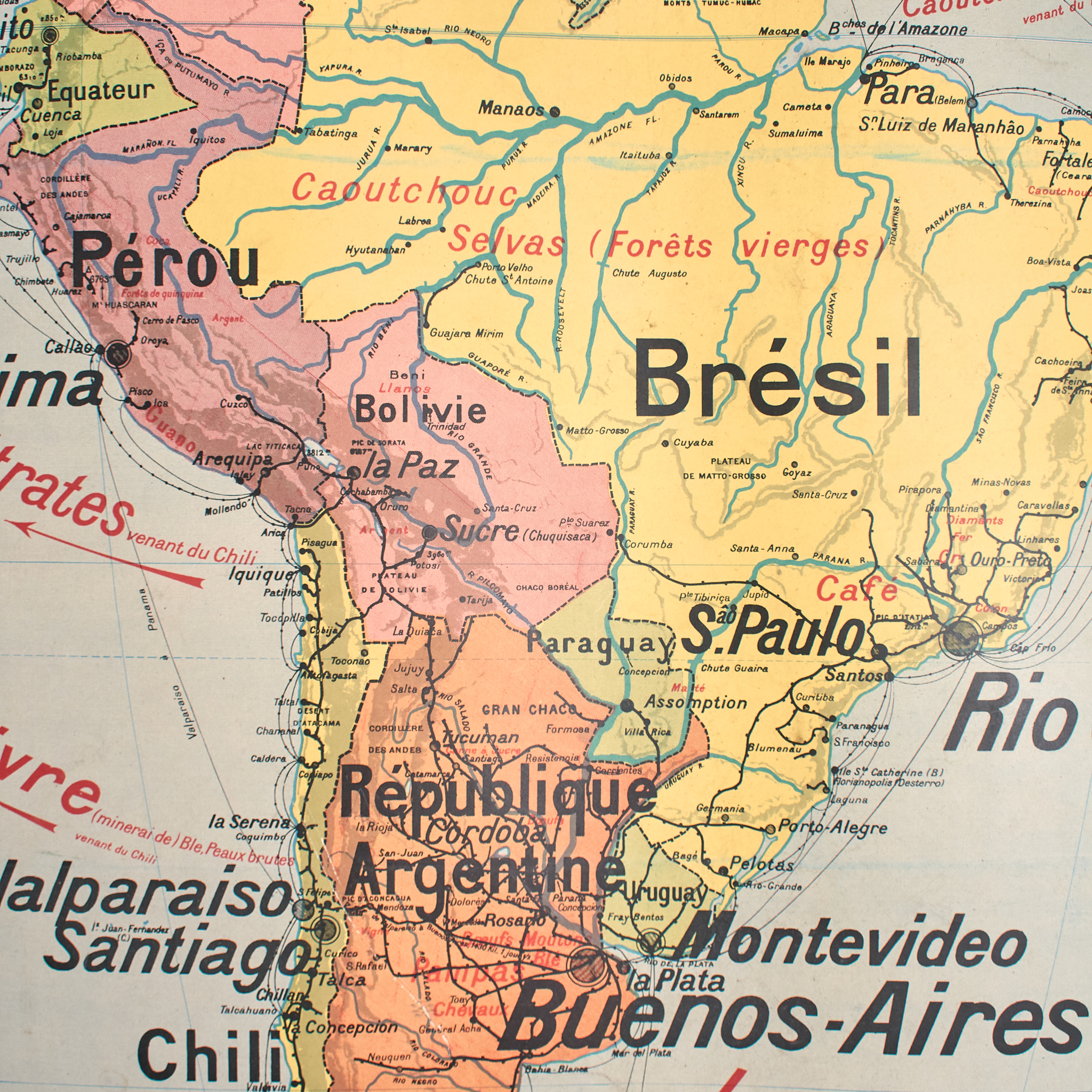 Antique French Wall Map of South America - Vidal Lablache 20