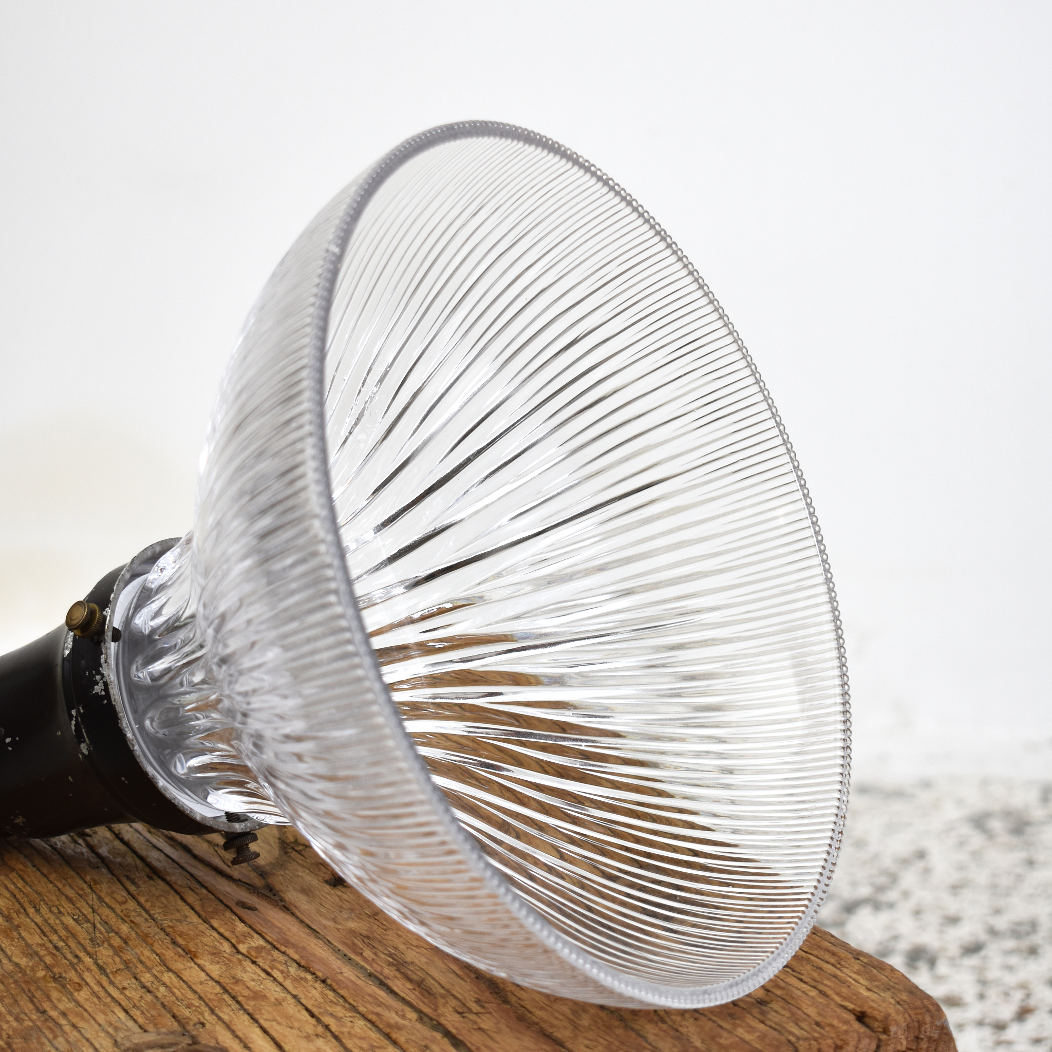 Antique Glass Holophane Pendant Light – J