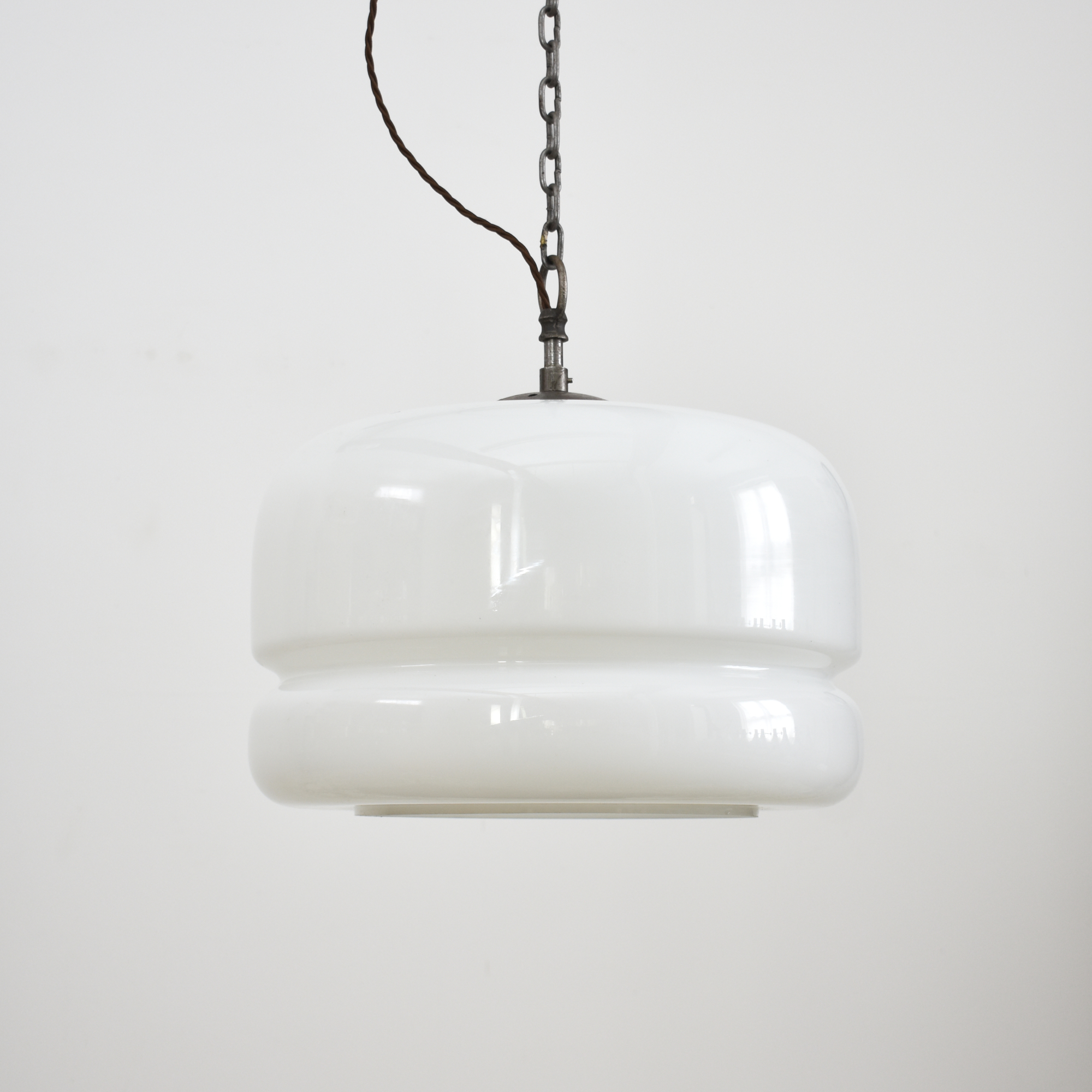 Large Antique Opaline Pendant Light -B