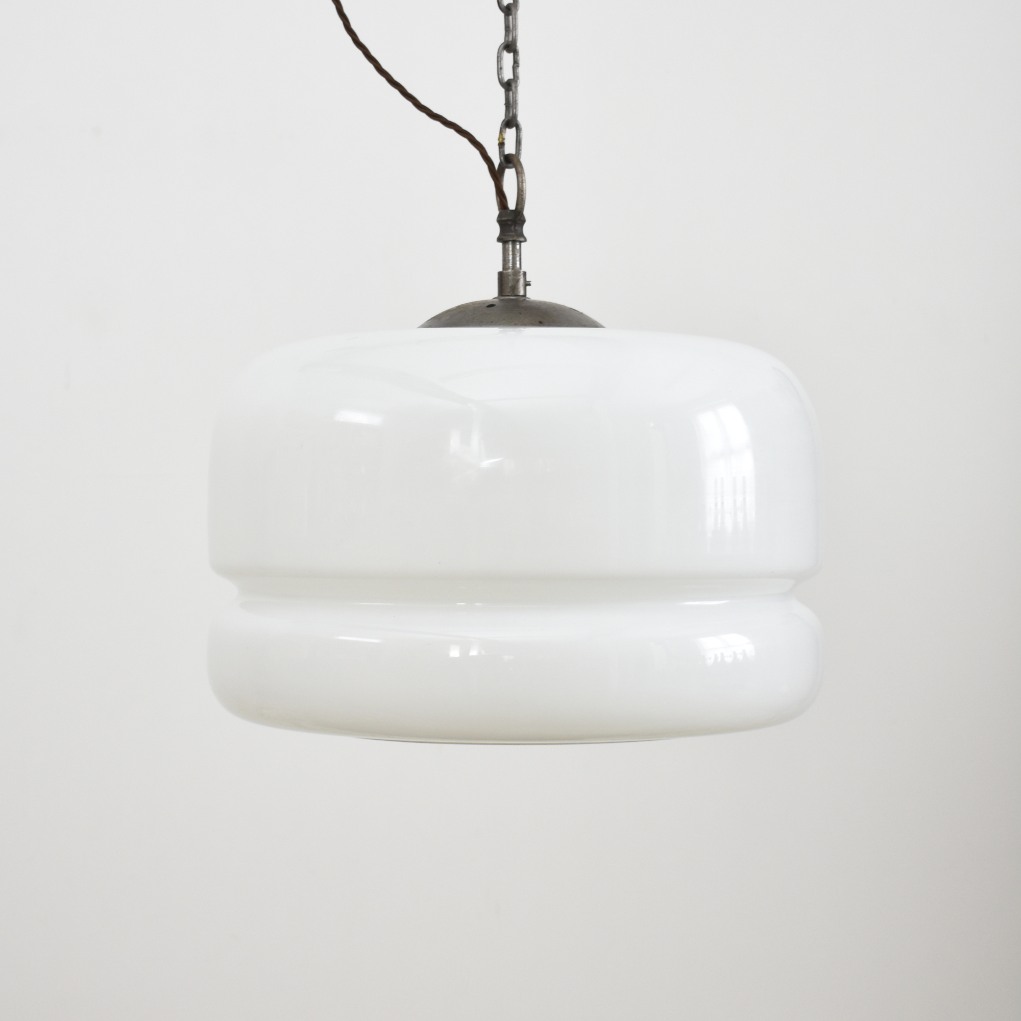 Large Antique Opaline Pendant Light -B