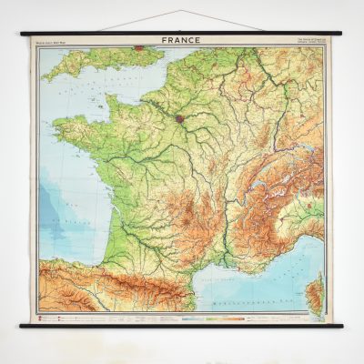 Large Antique French School France Map By Westermann