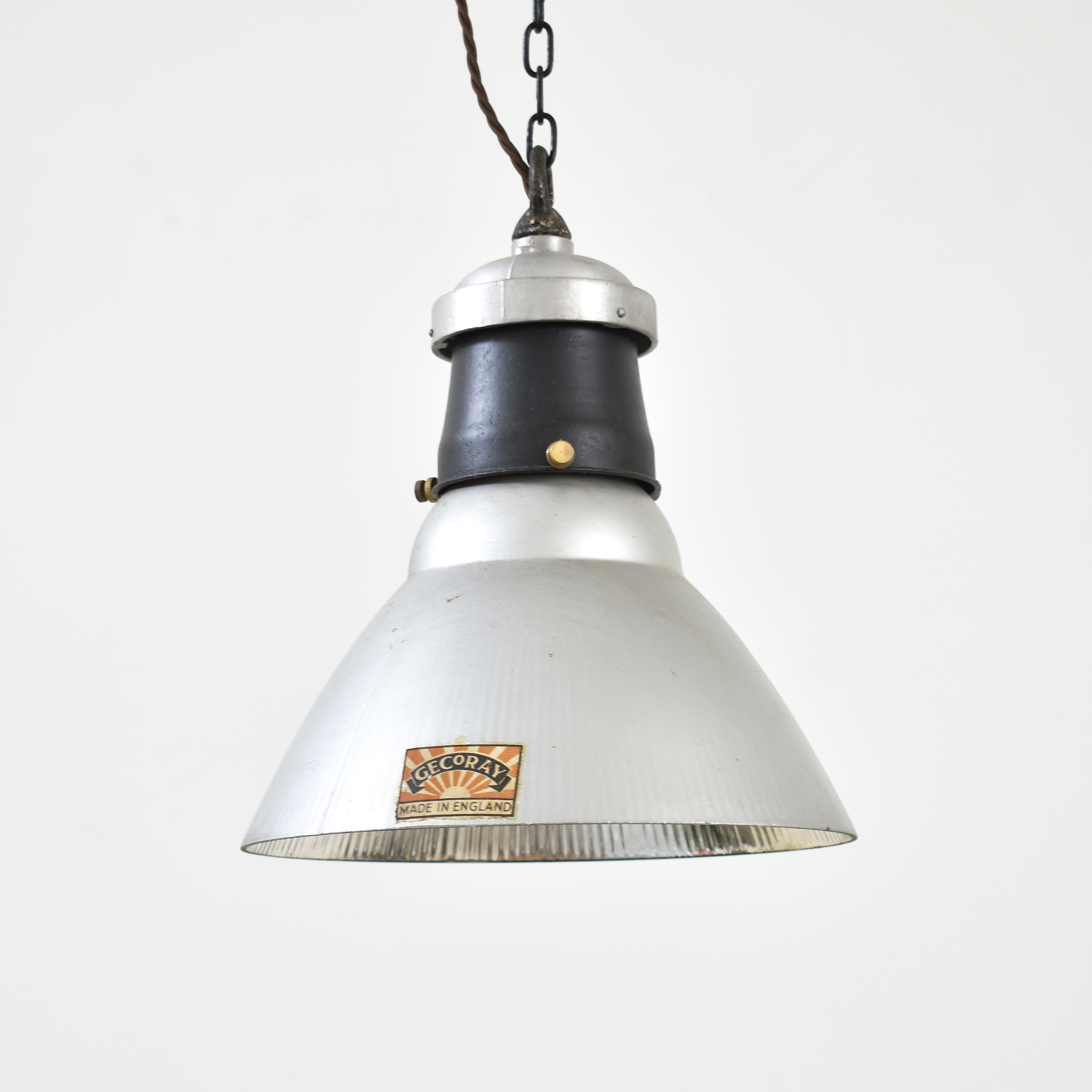 Antique GEC GECoRay Pendant Mercury Glass Light - A