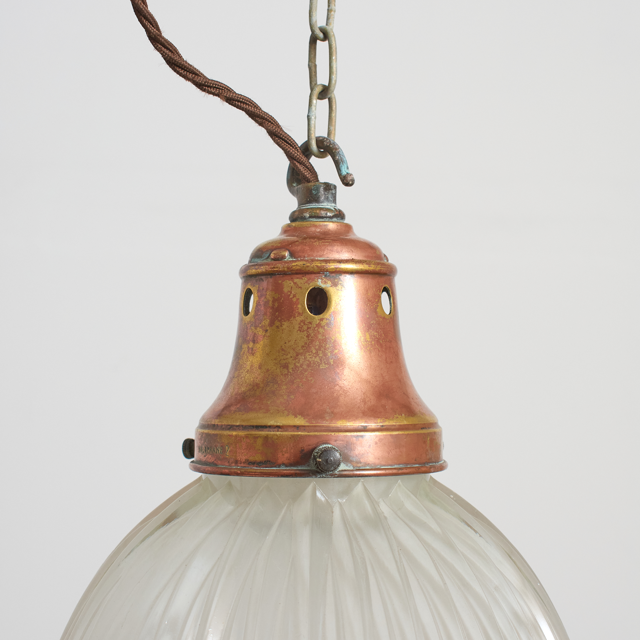Antique Reclaimed Holophane Church Glass Pendant Light – AA