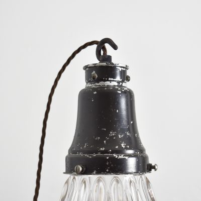 Antique Reclaimed Holophane Glass Pendant Light – K
