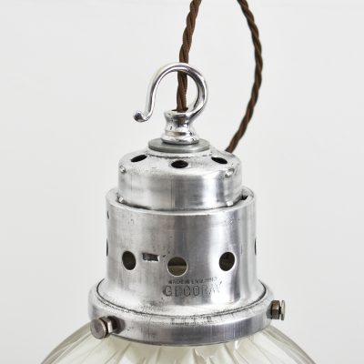 Antique Reclaimed Holophane Glass Pendant Light – M