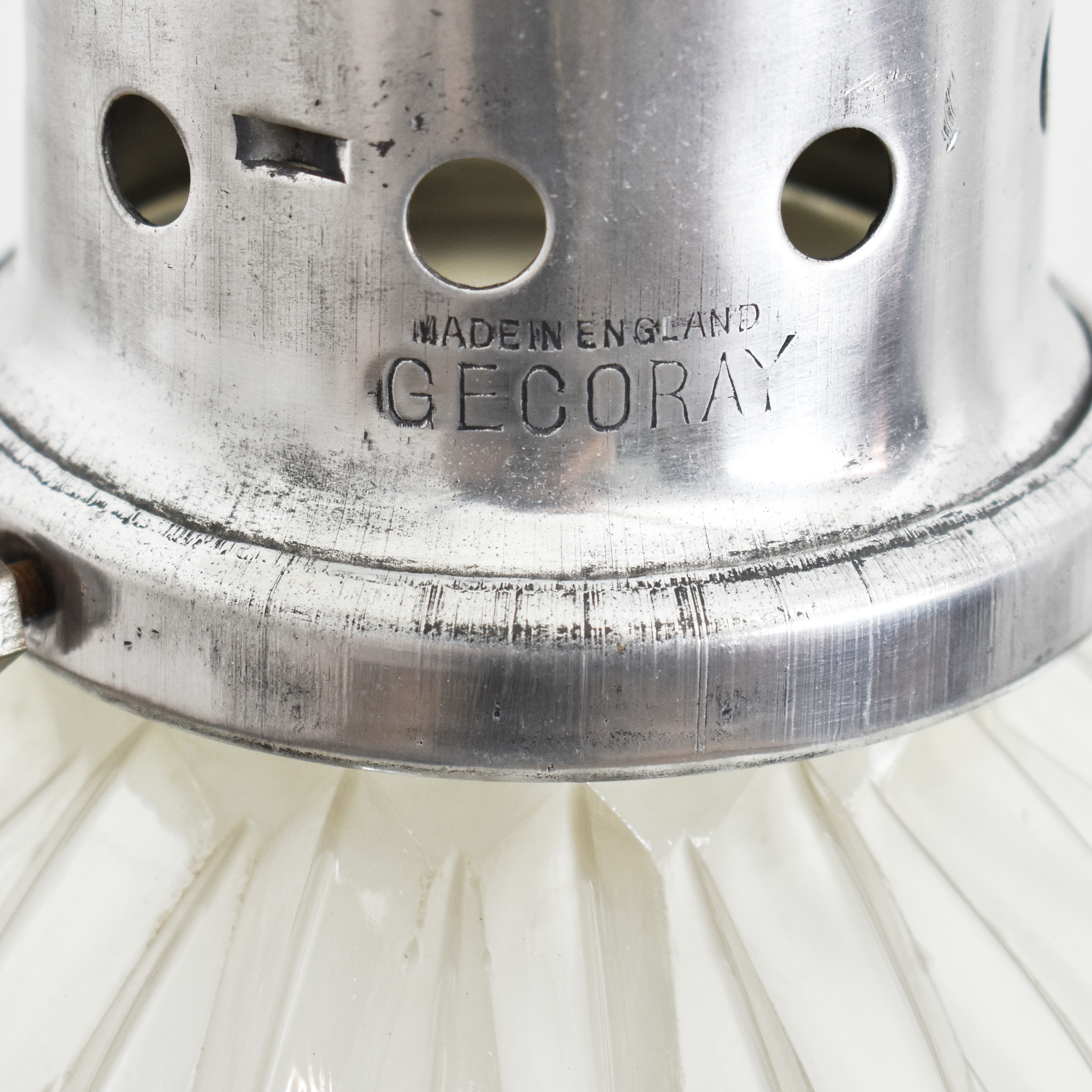 Antique Reclaimed Holophane Glass Pendant Light – M