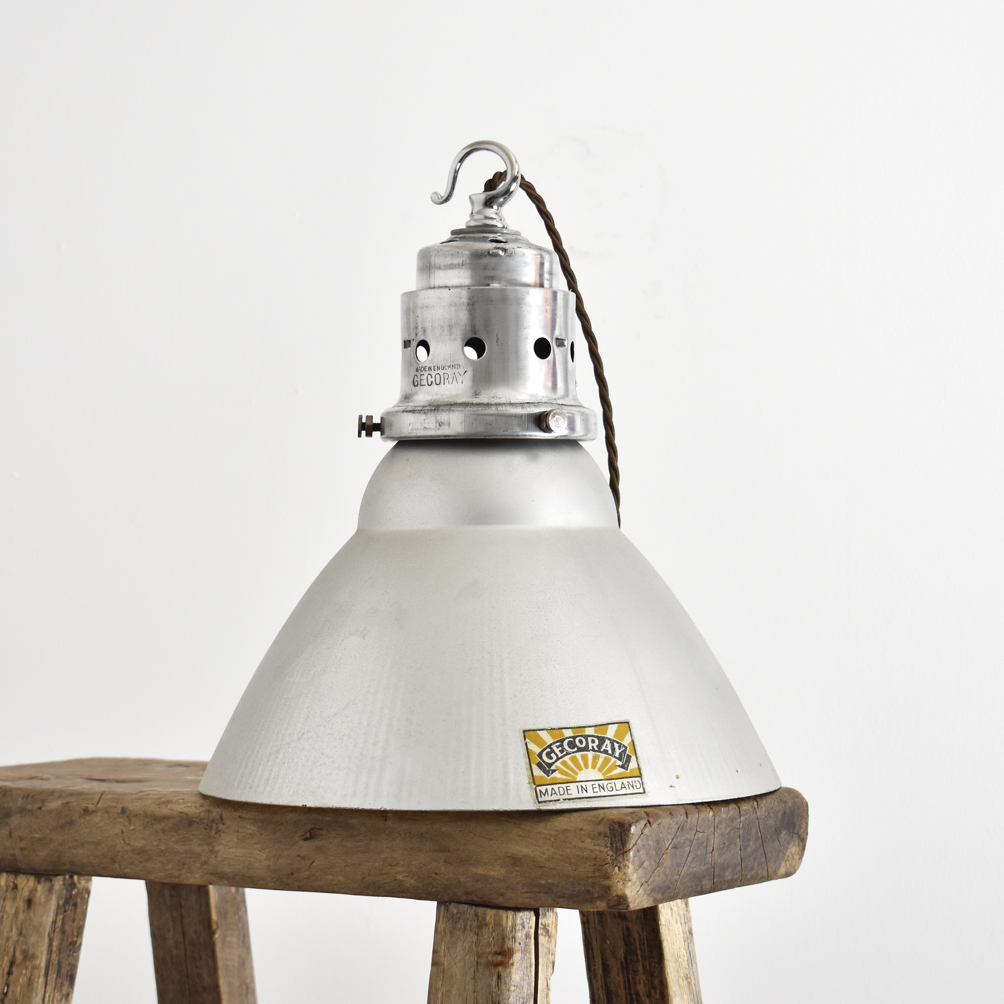 Antique GEC GECoRay Mirrored Mercury Glass Pendant Light - B