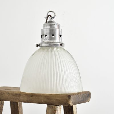 Antique Reclaimed Holophane Glass Pendant Light – M