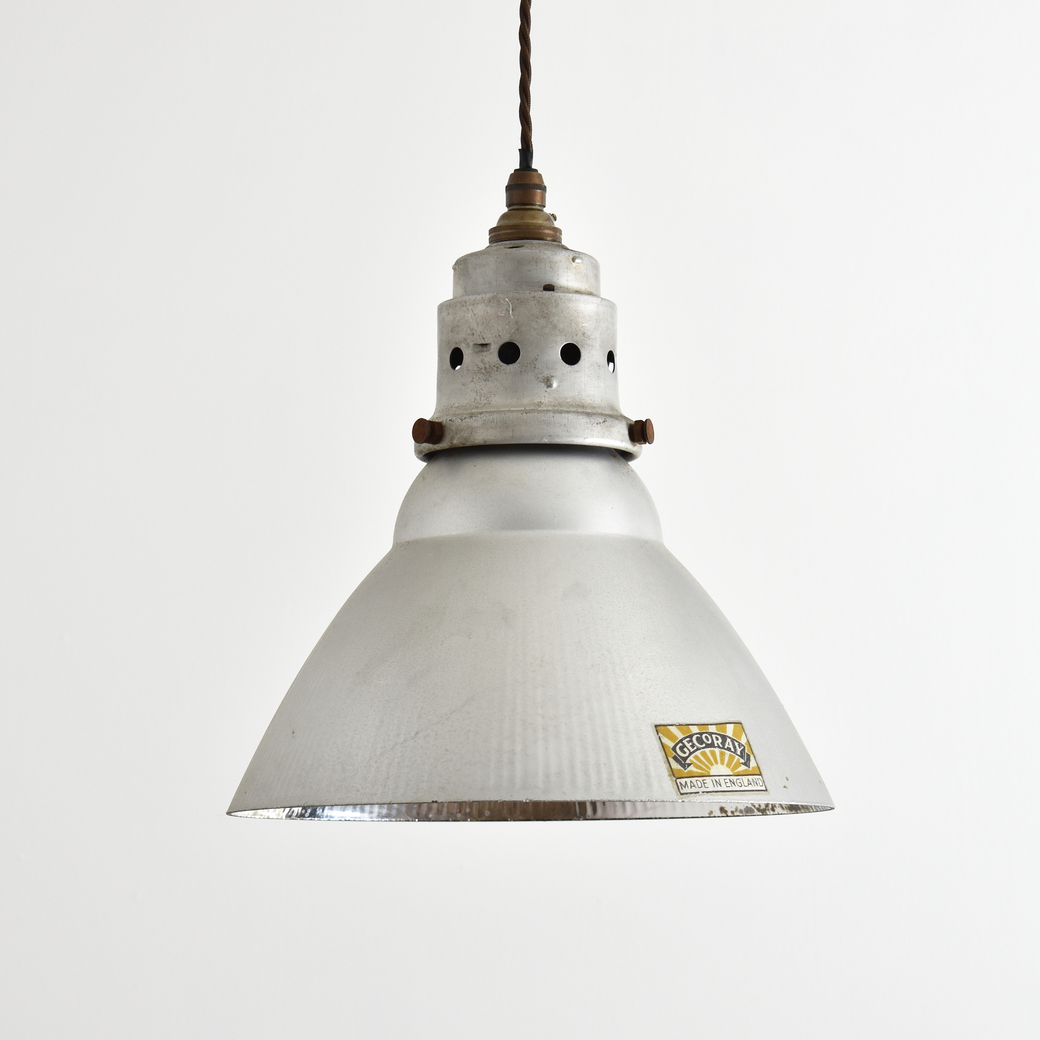 Antique GEC GECoRay Mirrored Mercury Glass Pendant Light - C