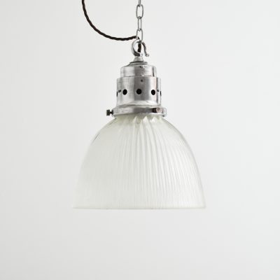 Antique Reclaimed Holophane Glass Pendant Light – M
