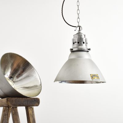 Antique GEC GECoRay Mirrored Mercury Glass Pendant Light - B