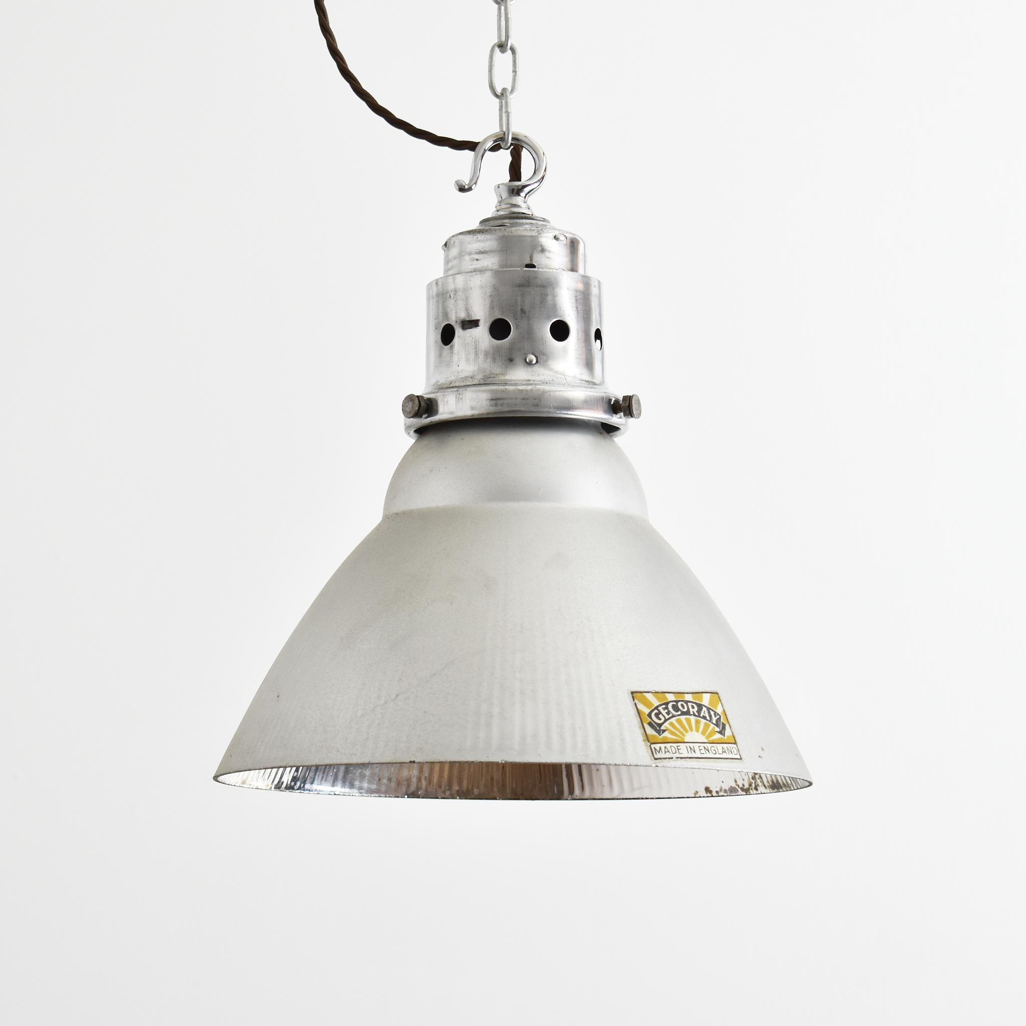 Antique GEC GECoRay Mirrored Mercury Glass Pendant Light - B