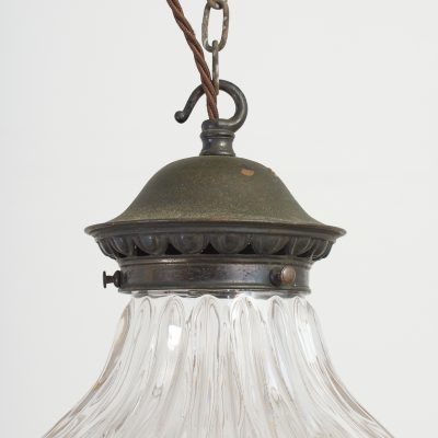 Antique Reclaimed Holophane Glass Pendant Light – L