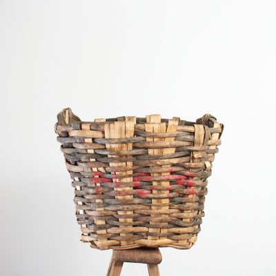 Vintage Portuguese Grape Harvest Log Basket - Large