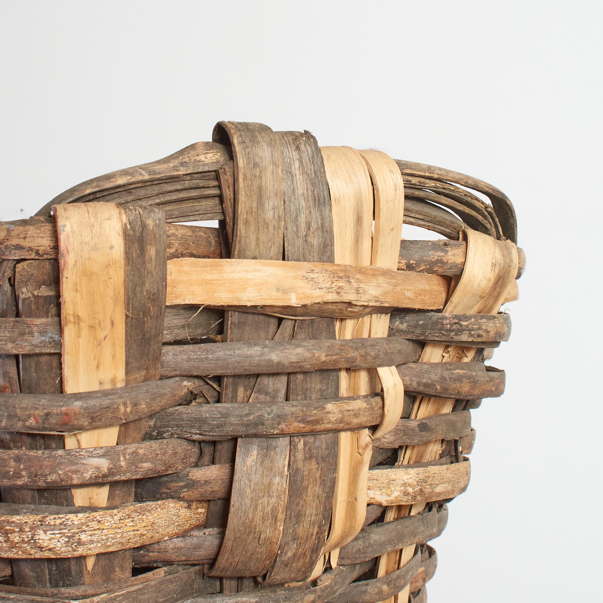 Vintage Portuguese Grape Harvest Log Basket - Large
