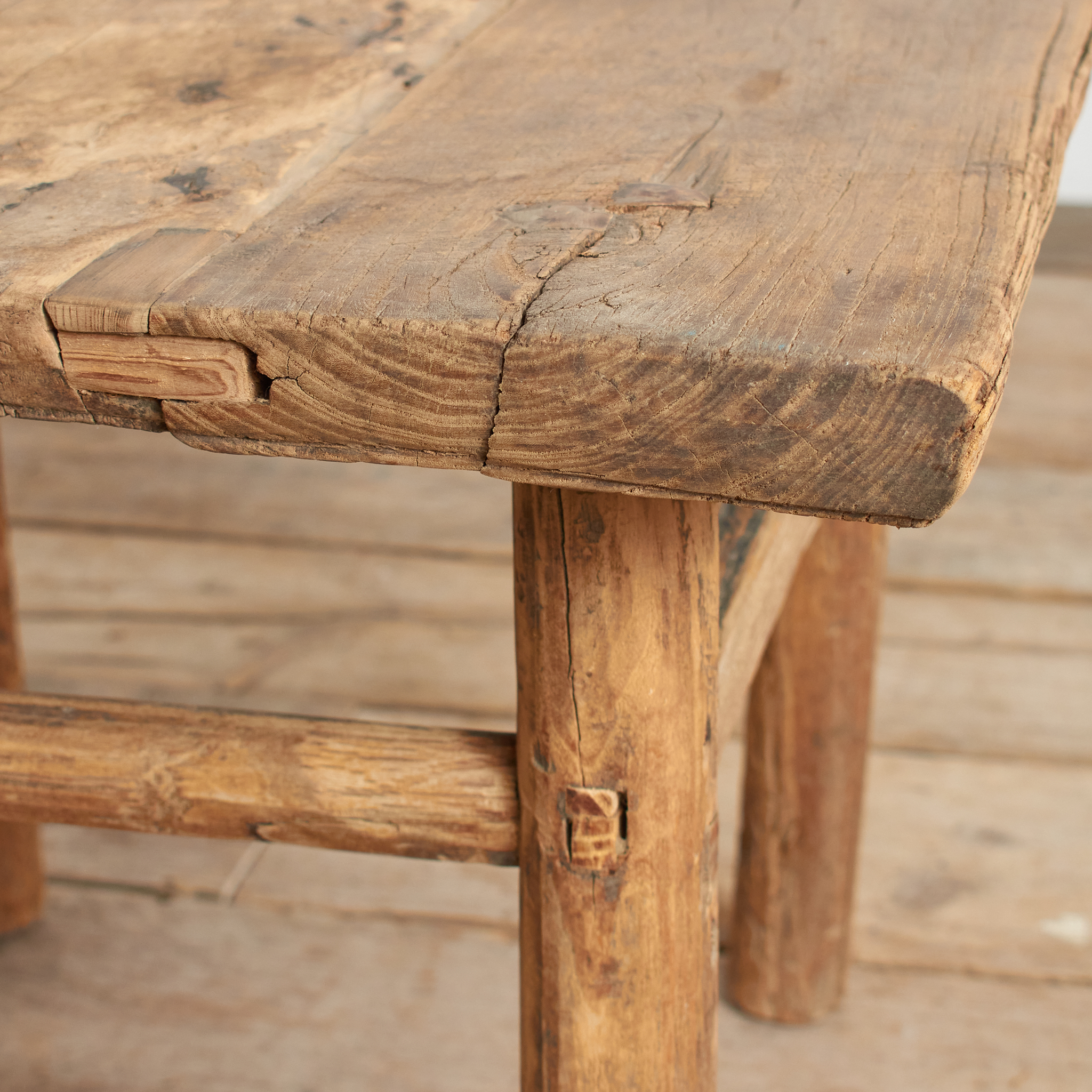 Antique Rustic Square Bedside Lamp Coffee Table -E