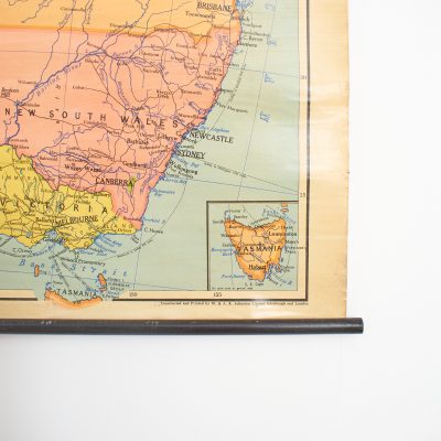 Vintage Australia Wall Map By W & A K Johnston