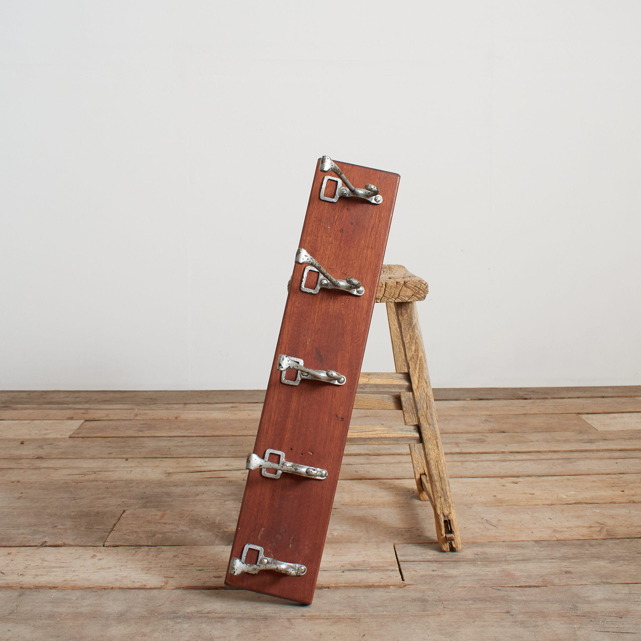 Antique School Hallway Coat Hook Rack - A