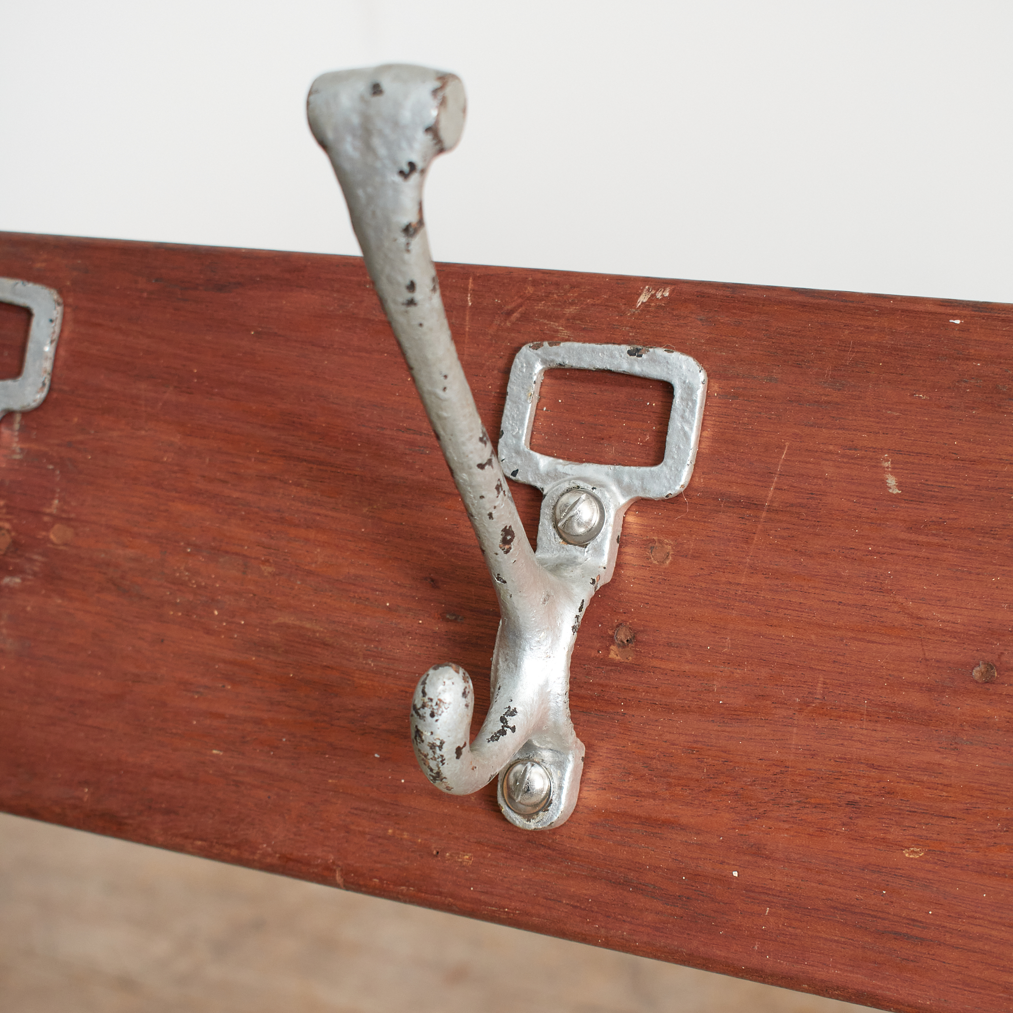 Antique School Hallway Coat Hook Rack - A