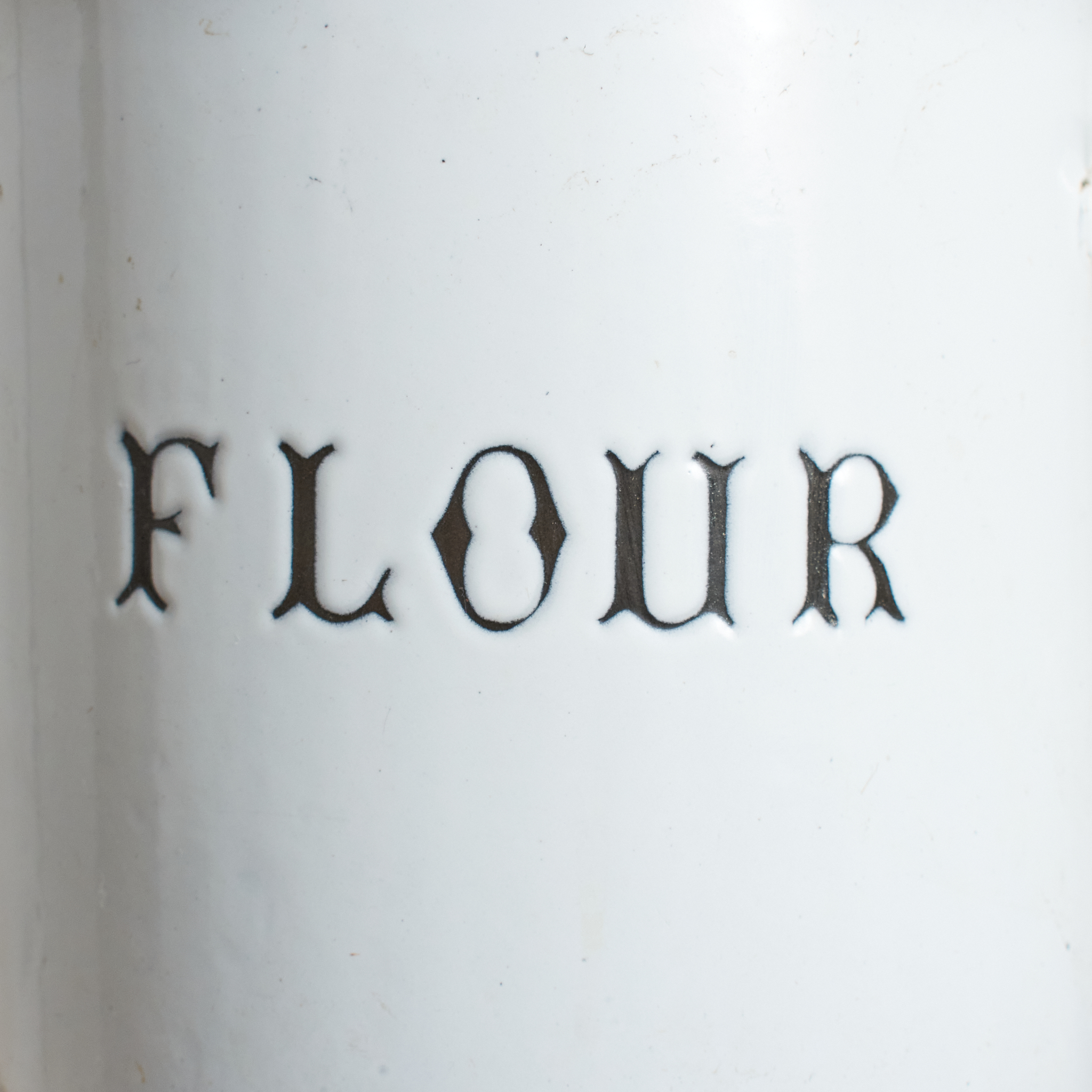 Antique White Enamel Flour Bin - G
