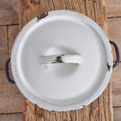 Antique White Enamel Flour Bin - G