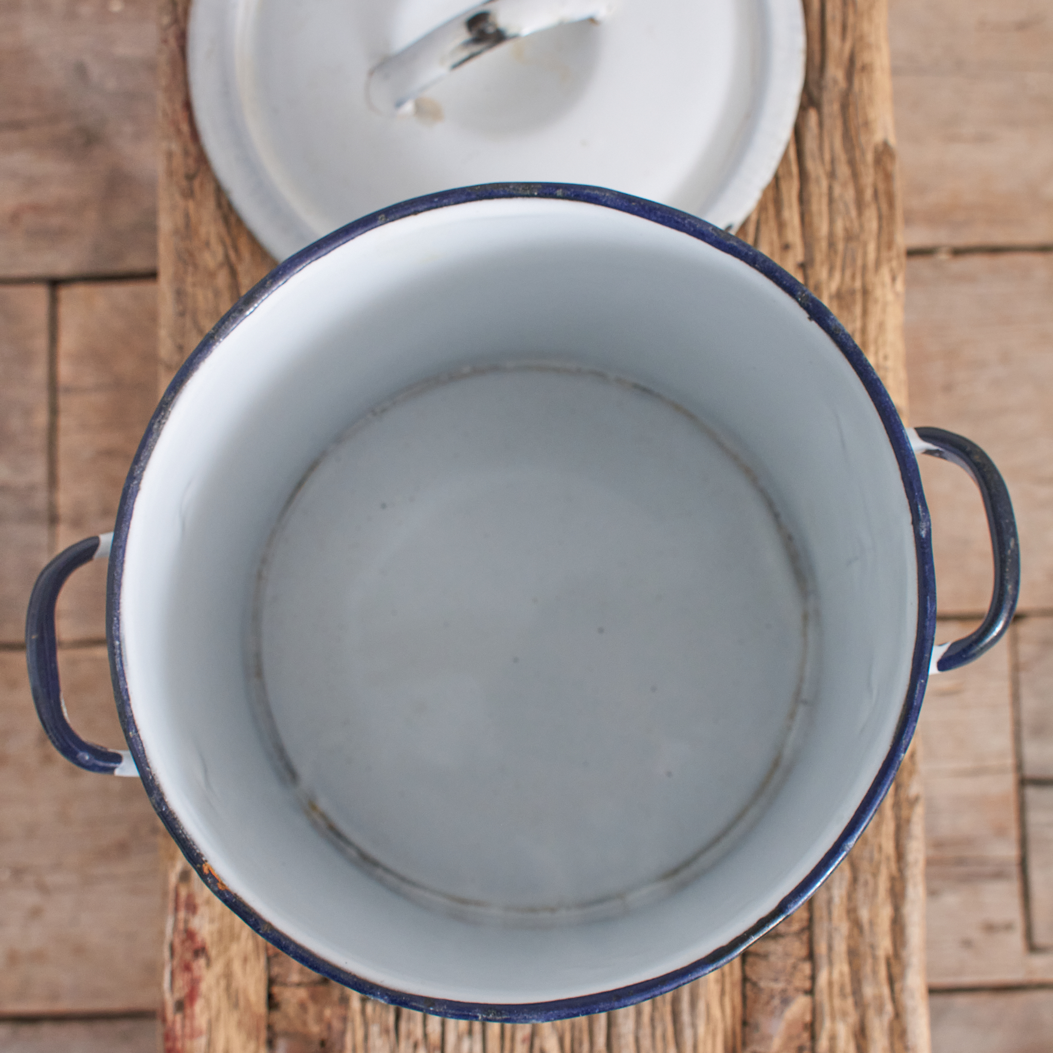 Antique White Enamel Flour Bin - G