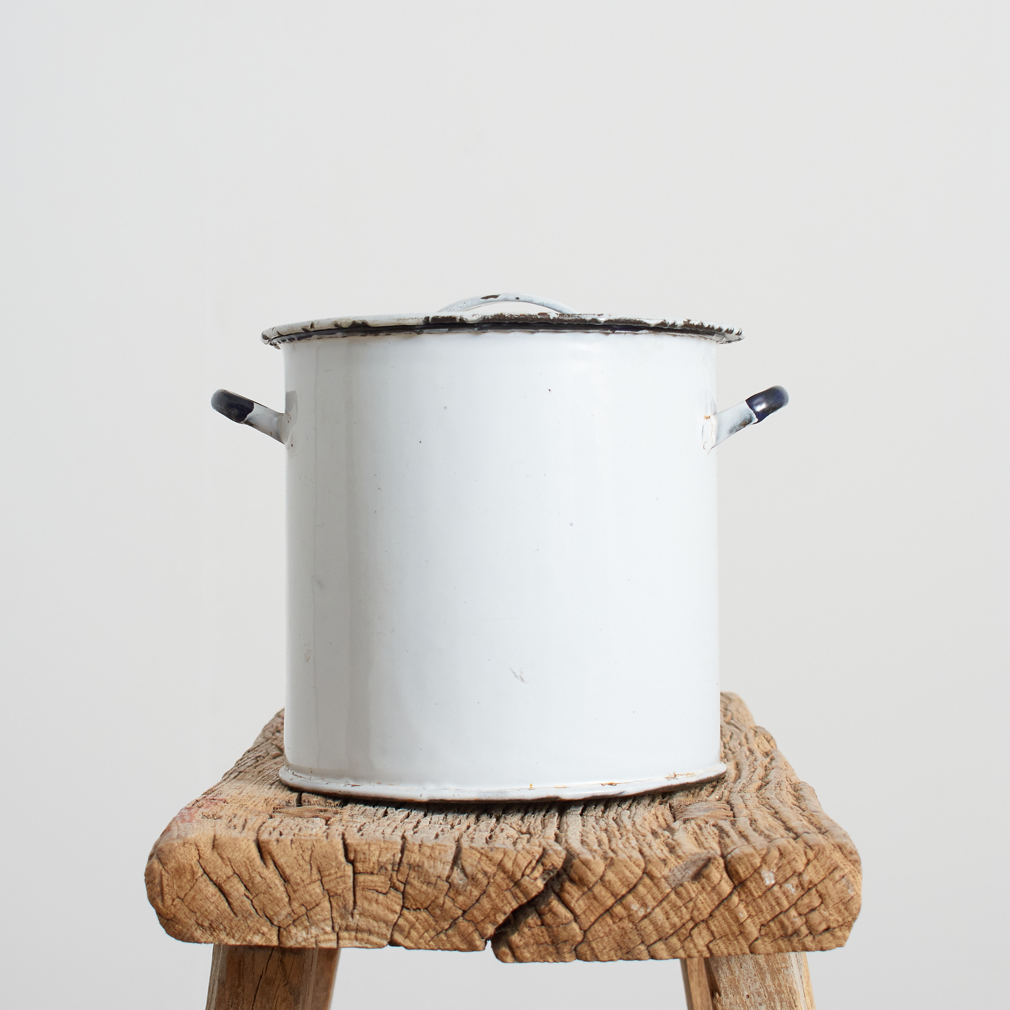 Antique White Enamel Flour Bin - G