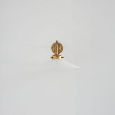 Antique French Coolie Milk Glass Kitchen Task Wall Light - Swan Neck - Flat